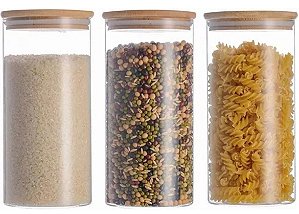 Pote Hermético Borossilicato c/ Tampa de Bambu 1,3L