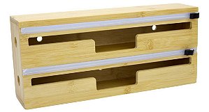 Porta Rolos Duplo p/ Papel Alumínio e Filme em Bambu