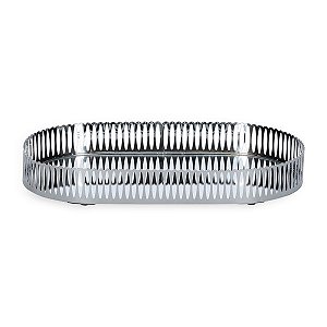 Bandeja Prata em Metal com Espelho - G