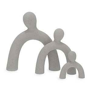 Escultura 3PCS em Poliresina - Cinza