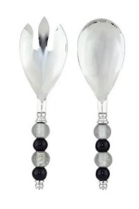 Jogo de Talheres para Salada em Aço Inox com Cabo em Vidro 2 peças