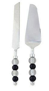 Jogo de Faca e Espátula em Aço Inox com Cabo em Vidro 2 peças