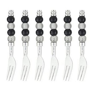 Jogo de 6 Garfos para Sobremesa em Aço Inox com Cabo em Vidro