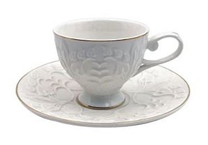 Jogo de 12 peças para café em new bone china 90ml branco e dourado