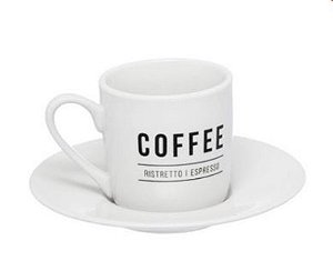 Jogo 6 Xícaras Café Com Pires Porcelana Manhattan 80ml