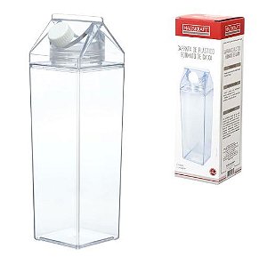 Garrafa em acrílico com formato caixa de leite 1 litro