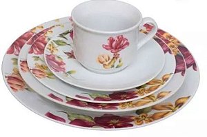 Aparelho De Jantar Le Jardin- Branco & Roxo- 20Pçs