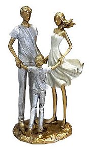 Escultura Família Casal Com Filho - Mabruk