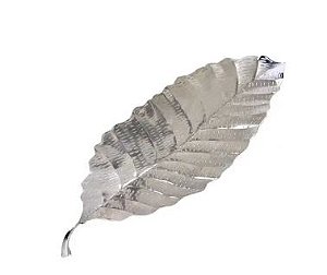 Centro de mesa folha decorativa em aço inox 59cm