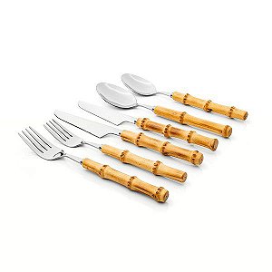 Conjunto Talheres Garbo Bamboo 36 Peças Natural Copa & Cia