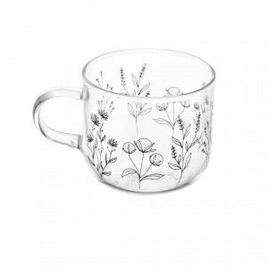 Caneca Borossilicato Flor 1 unidade 120ml