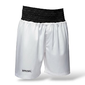 Calção de boxe profissional masculino branco com preto