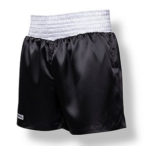 Calção de boxe profissional masculino preto com branco