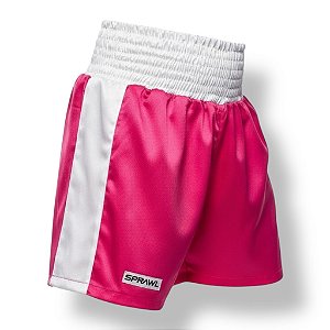 Calção de boxe profissional feminino pink com branco