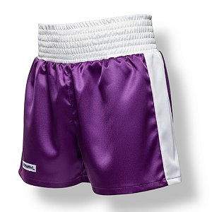 Calção de boxe profissional feminino roxo com branco