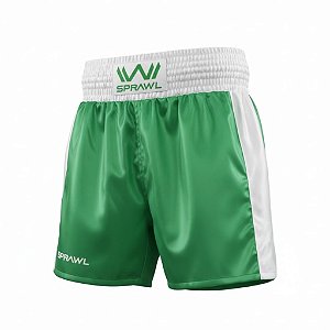 Calção de boxe profissional masculino verde com branco