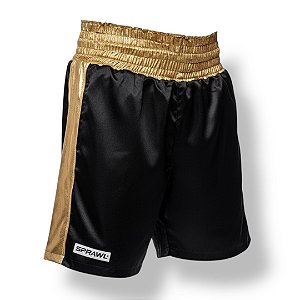 Calção de boxe profissional masculino preto com dourado