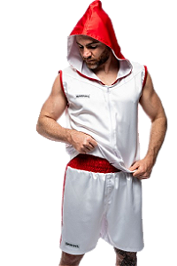 Conjunto branco e vermelho - com capuz
