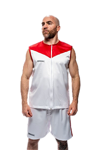 Conjunto branco e vermelho - sem capuz