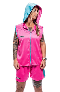 Conjunto pink e azul turquesa - com capuz