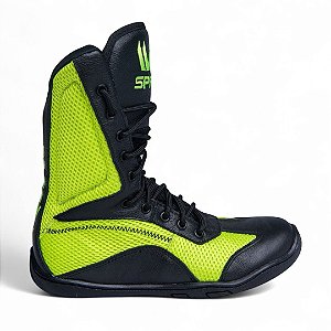 Sapatilha boxe verde neon e preta - linha Footwork