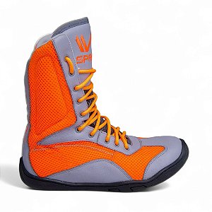 Sapatilha boxe laranja e cinza - linha Footwork
