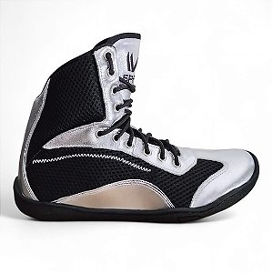 Sapatilha boxe cano curto preta e prata - linha Footwork