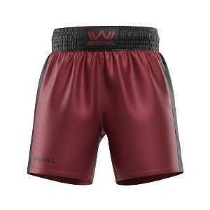 Calção de boxe profissional masculino vinho com preto