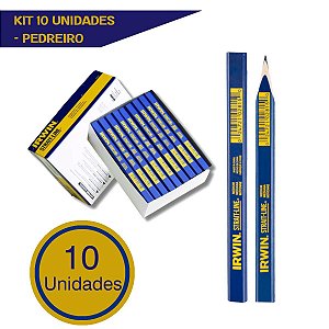 Kit 10 Lápis Carpinteiro Irwin Azul Marceneiro Pedreiro Obra