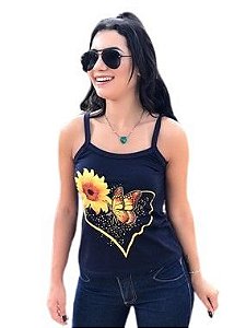 REGATA BORBOLETA GIRASSOL AZUL MARINHO