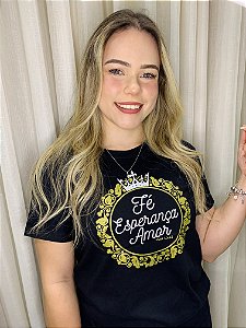 CAMISETA FÉ ESPERANÇA AMOR PRETO