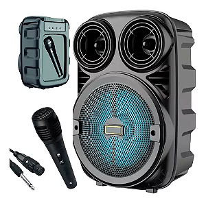 Caixa De Som Com Microfone Portátil Pontente Bluetooth Usb