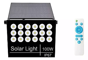 Refletor Holofote Solar Dobravel 100w Ip66 Controle Remoto