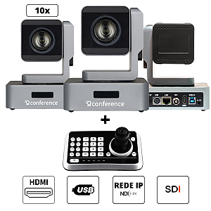 Kit 3 PRO 10x - 3 Câmeras Mini PTZ 10x PRO + 1 Controle JTK1 + 3 Suportes de Parede + 3 Cabos Para Controle – 30m
