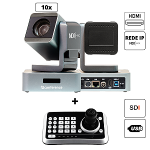 Kit 2 PRO 10x - 2 Câmeras Mini PTZ 10x PRO + 1 Controle JTK1 + 2 Suportes de Parede + 2 Cabos Para Controle – 30m