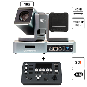Kit 2 PRO 10x - 2 Câmeras Mini PTZ 10x PRO + 1 PTZ Controle Mini + 2 Suportes de Parede