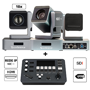 Kit 3 PRO 10x - 3 Câmeras Mini PTZ 10x PRO + 1 PTZ Controle Mini + 3 Suportes de Parede