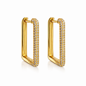 ARGOLA RETANGULAR COM PARTE DA FRENTE MICROCRAVEJADA COM ZIRCÔNIAS BRANCAS