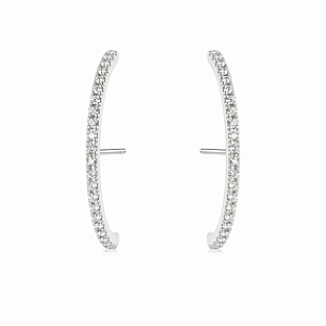 BRINCO PRATA MODELO EAR HOOK COM PEDRAS DE ZIRCÔNIAS BRANCAS