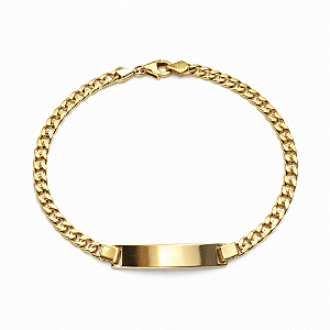 PULSEIRA DOURADA GROUMET COM PLACA LISA