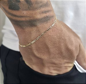 PULSEIRA DOURADA ELO 3 POR 1 - 2,5MM - 21CM