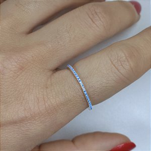 ANEL APARADOR DE PRATA COM ZIRCÔNIAS AZUIS
