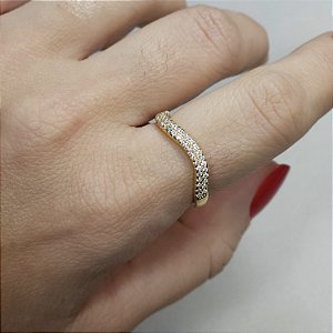 ANEL DOURADO ONDULADO CRAVEJADO