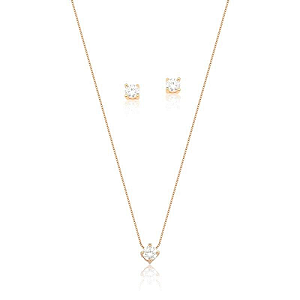 CONJUNTO DOURADO DE BRINCO E CORRENTE PONTO DE LUZ