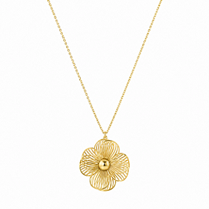 COLAR DOURADO COM PINGENTE DE FLOR TEXTURIZADO 45CM