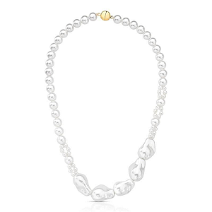 COLAR DOURADO COM PÉROLAS BARROCA 45CM