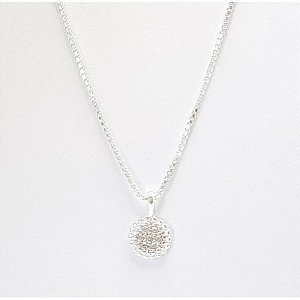 COLAR DE PRATA VENEZIANA E PINGENTE PONTINHO DE LUZ COM MICROZIRCÔNIAS