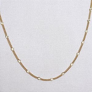 COLAR DOURADO COM DETALHES DE ESTRELAS NOS ELOS - 60CM