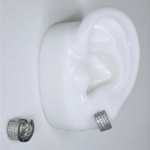 ARGOLA RÓDIO BRANCO MICROCRAVEJADA COM ZIRCÔNIAS BRANCAS - PEQUENA