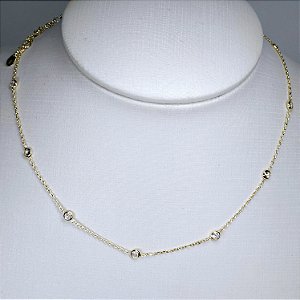 CHOCKER DOURADA COM BOLINHAS ACHATADAS 30CM+10